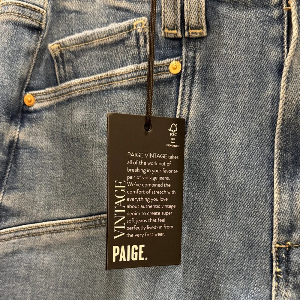 PAIGE Anessa High-Rise jeans with cropped wide leg and Raw Hem - size 26 - NWT - Picture 11 of 14